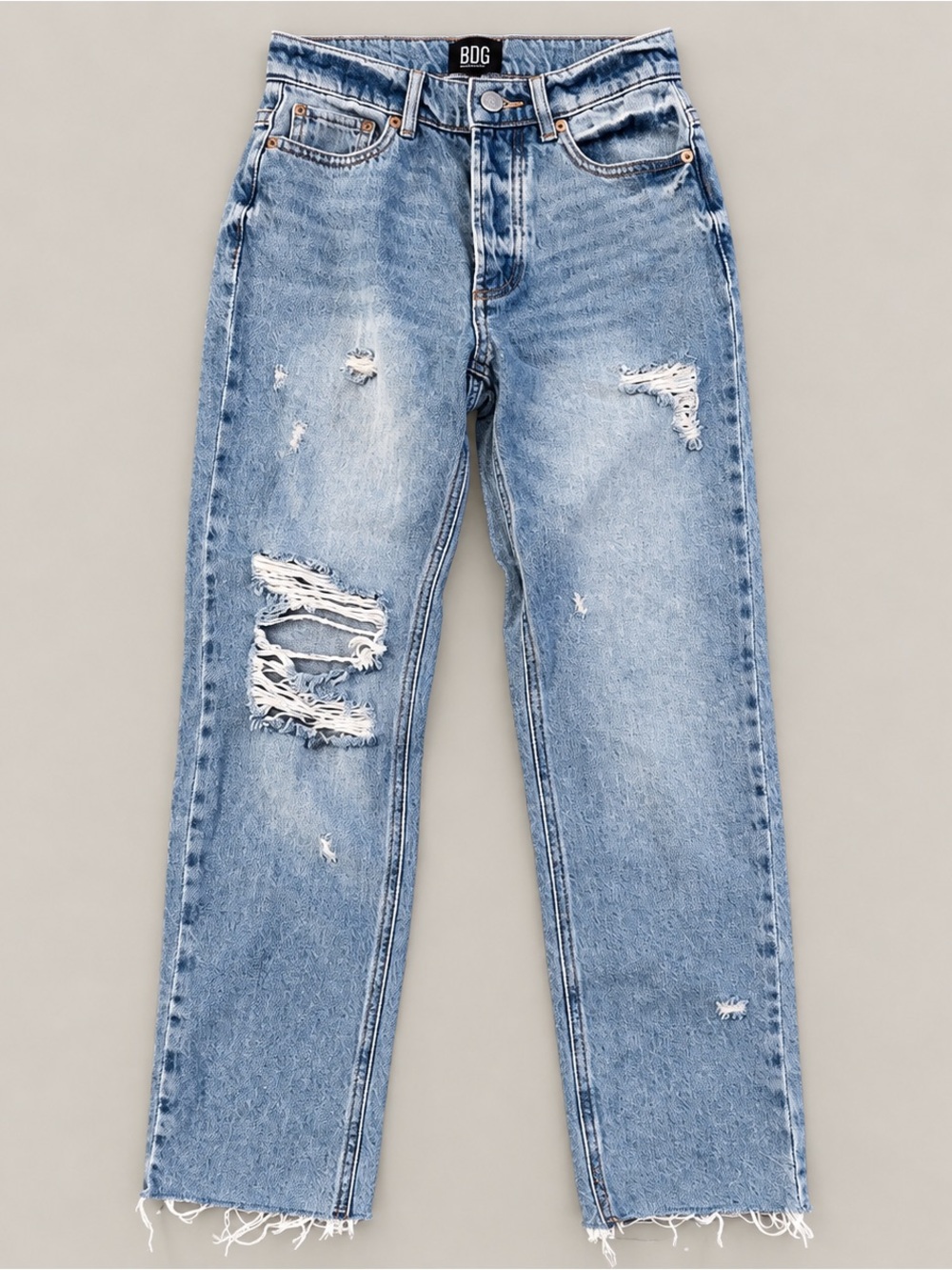 BDG Urban Outfitters Mom Jeans 24 High Rise Distressed Raw Hem Denim